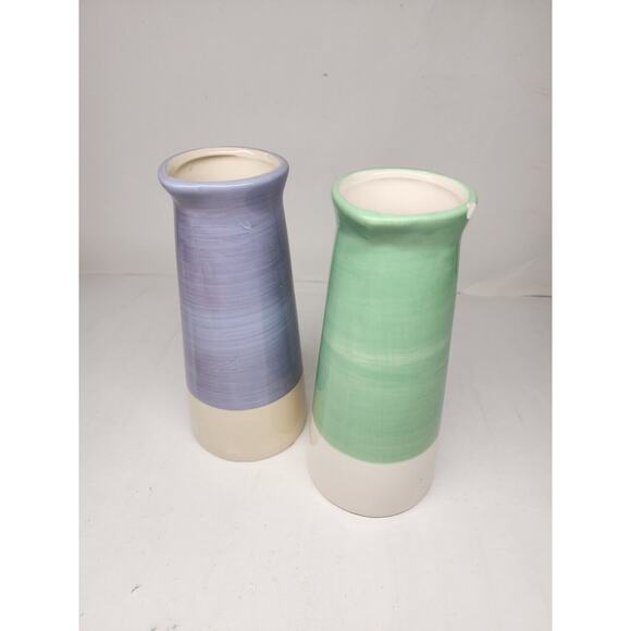 2 Pcs Ceramic Vase Green Purp Flower Vase for Modern Home Decor Living Room Read - Picture 1 of 4